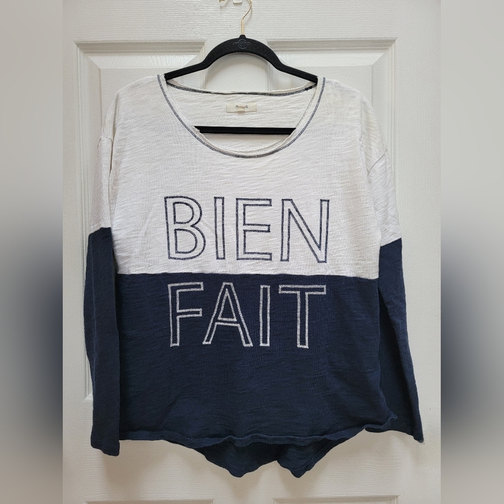 Madewell Embroidered Bein Fait Colorblock Pullover Lightweight Sweatshirt Size S
